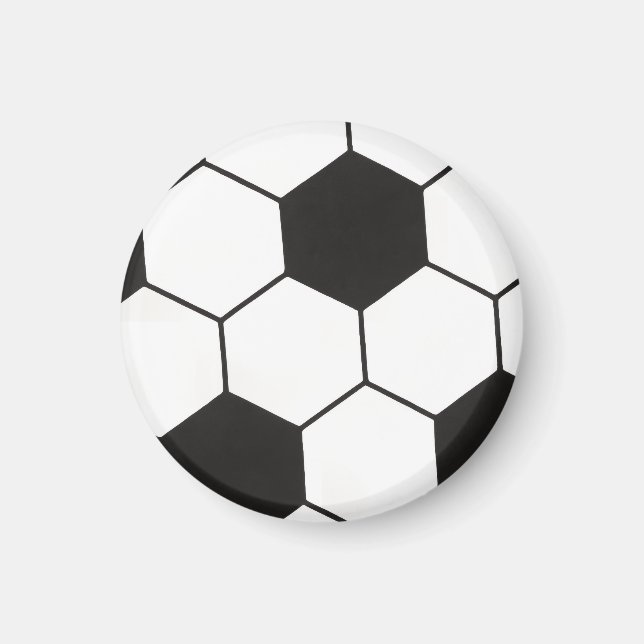Imán Black And White Soccer Ball Geometric Pattern  (Frente)