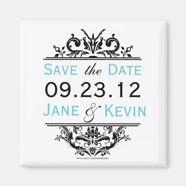 Imán Black & Aqua Save the Date Magnet (Frente)