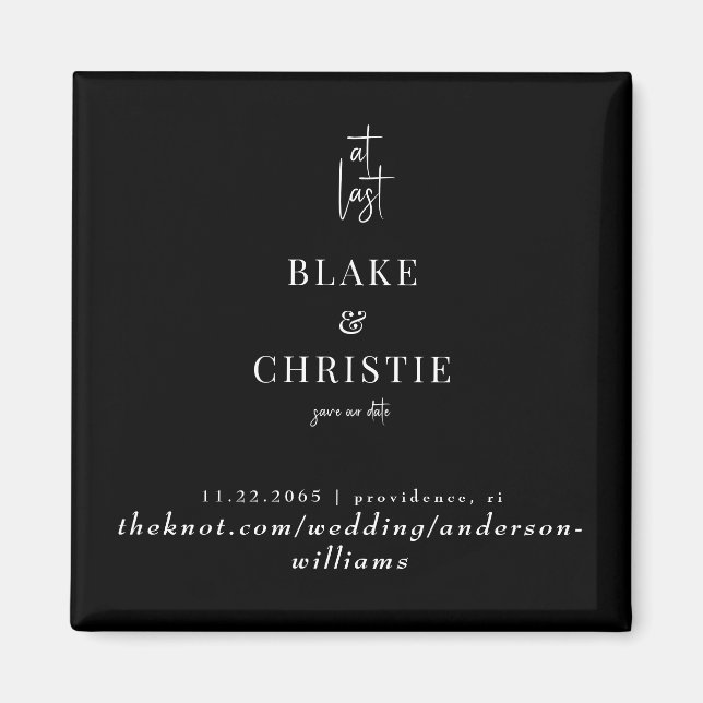 Imán Black At Last Wedding Save the Date en Español (Frente)