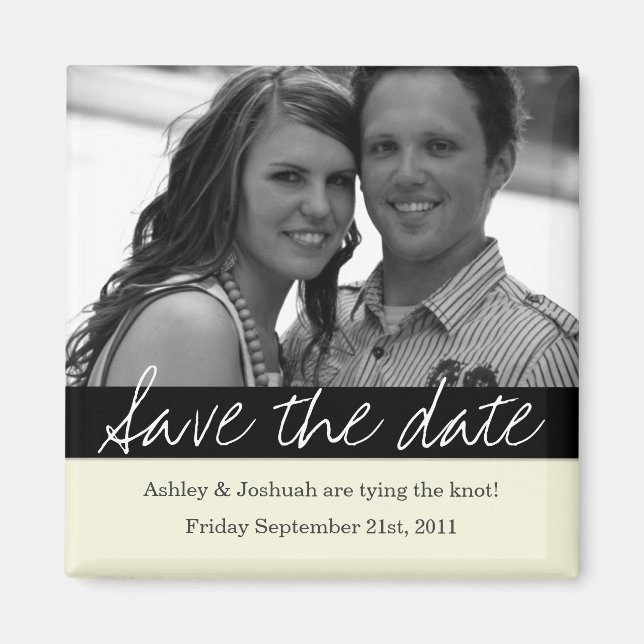Imán Black Bold Banner Photo Save the Date Magnet (Frente)