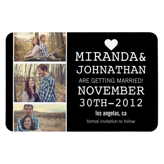 Imán Black Bold Photo Strip Save the Date Magnet (Horizontal)