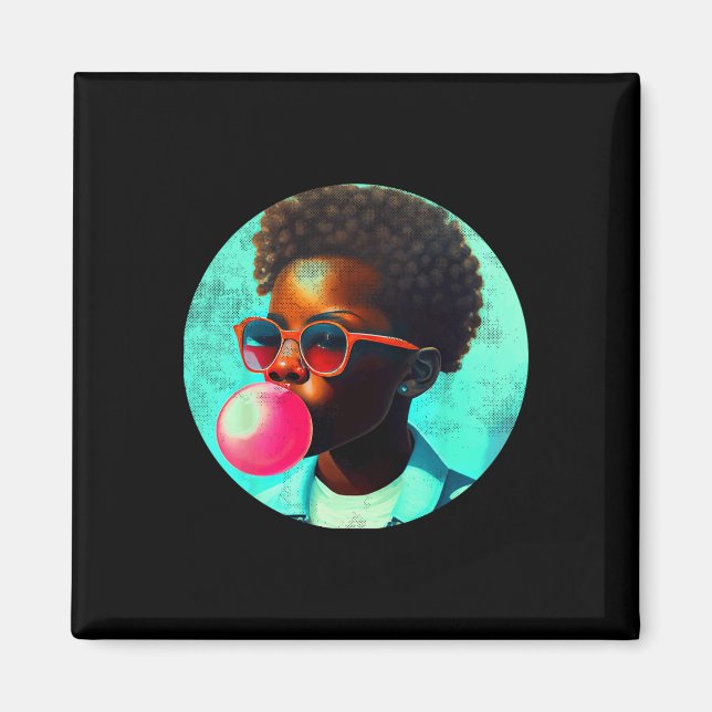 Imán Black Boy Joy Bubble Gum Fun African Melanin Princ (Frente)