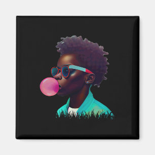 Imán Black Boy Joy Bubble Gum Fun African Melanin Princ