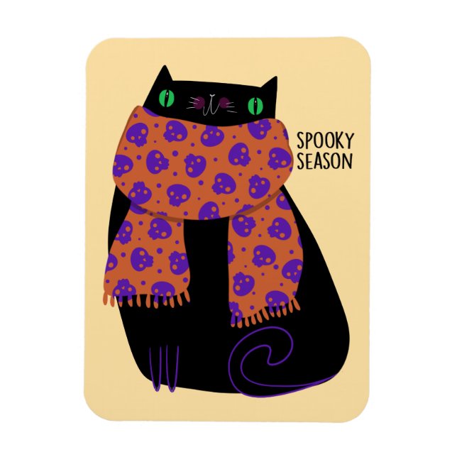 Imán Black Cat Fall Season Halloween Spookone Cute (Vertical)