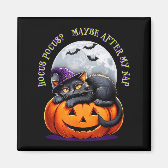 Imán Black Cat Halloween Funny Pumpkin Costume Gift  (Frente)