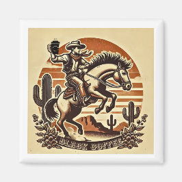 Imán Black Coffee Cowboy Magnet