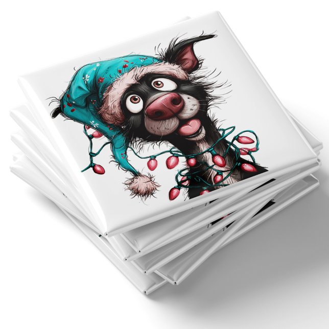 Imán Black Dog Funny Christmas Magnet (Black Dog Funny Christmas Magnet by PiggyPrint Sticker. by PiggyPrint Sticker.)