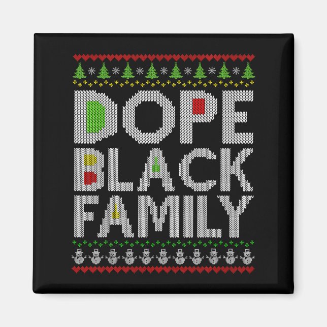 Imán Black Family 2025 Afro Christmas Tree Santa Pj Mat (Frente)