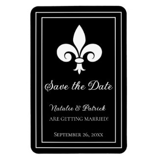 Imán Black Fleur de Lis Save the Date Magnet