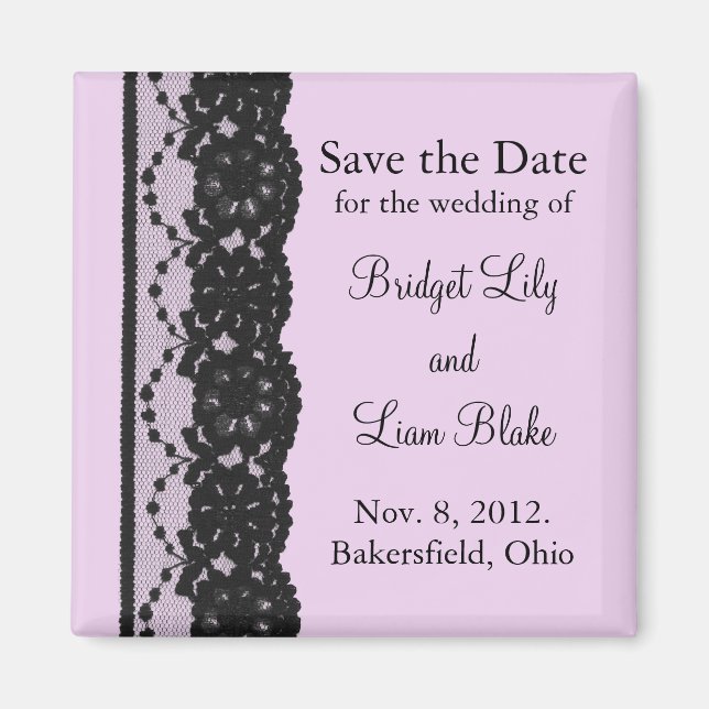 Imán Black French Lace Save the Date Magnet (Frente)