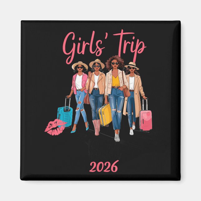Imán Black Girls Trip Bali 2026 Vacation Birthday Melan (Frente)