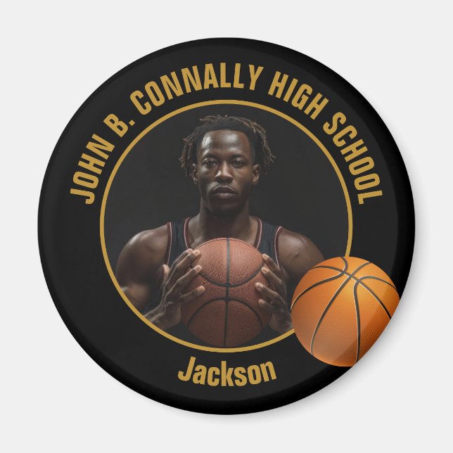 Imán Black Gold Basketball Player Photo (Frente)