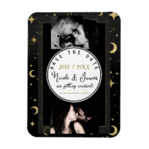 Black & Gold Celestial Moon & Stars Salvar la Fech