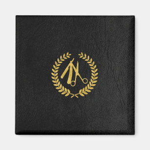 Imán Black Gold Elegant Luxury Barber Shop Magnet