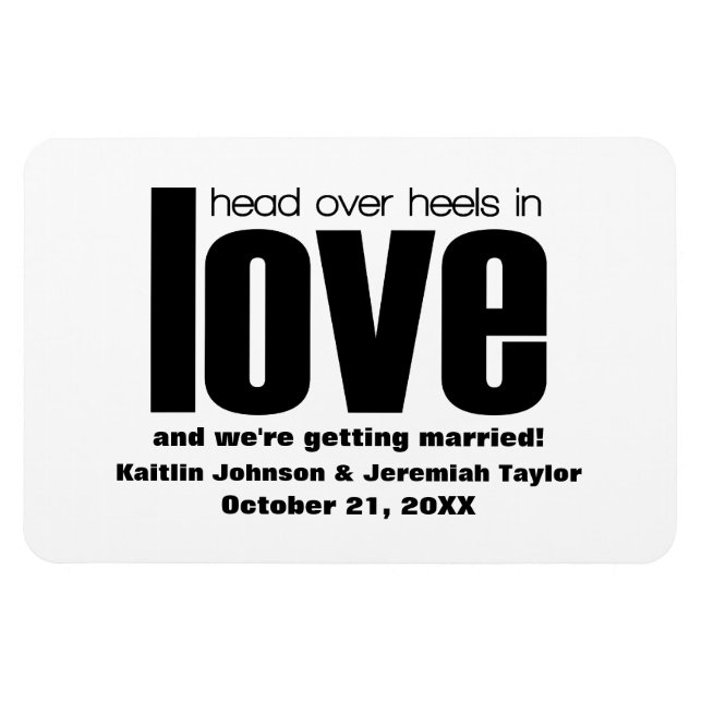 Imán Black Head Over Heels Save the Date Magnet (Horizontal)