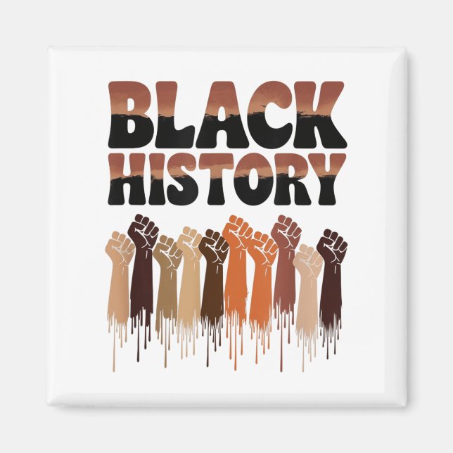 Imán Black History Month Hands Symbol Afro Motivation  (Frente)
