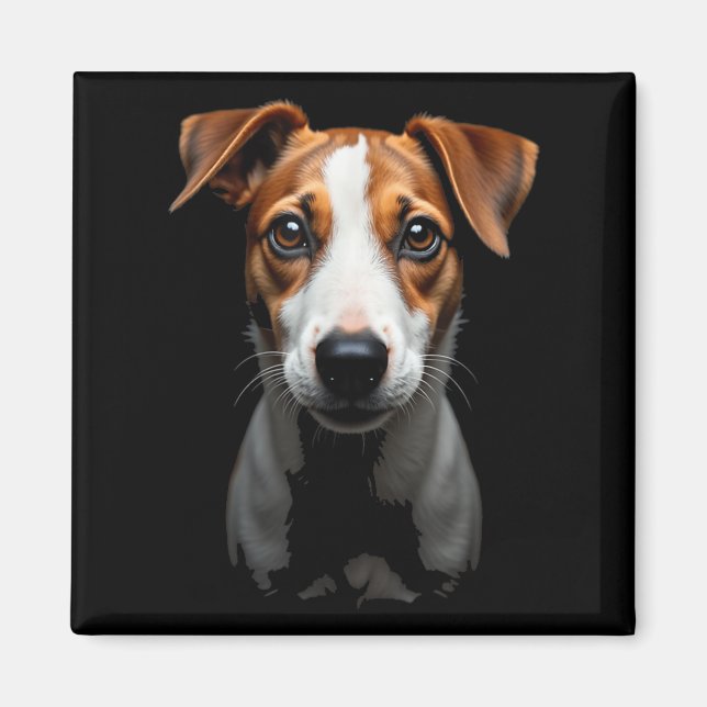 Imán Black Jack Russell Terrier Dog Jack Russell Face (Frente)