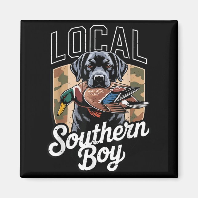 Imán Black Lab Dog Local Southern Boy Camo Duck Hunting (Frente)