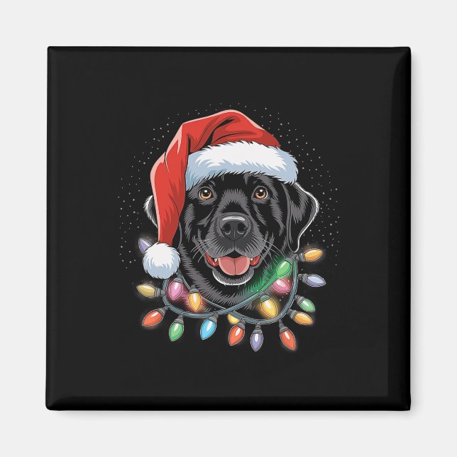 Imán Black Lab Labrador Árbol de Navidad Luz Pajama Per (Frente)