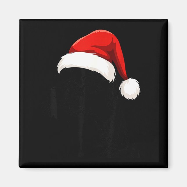 Imán Black Lab Labrador Santa Hat Christmas Holiday Pet (Frente)