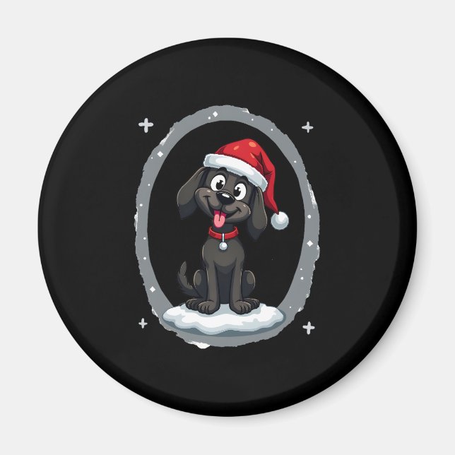 Imán Black Labrador Christmas Santa Hat Xmas Pajama T-S (Frente)