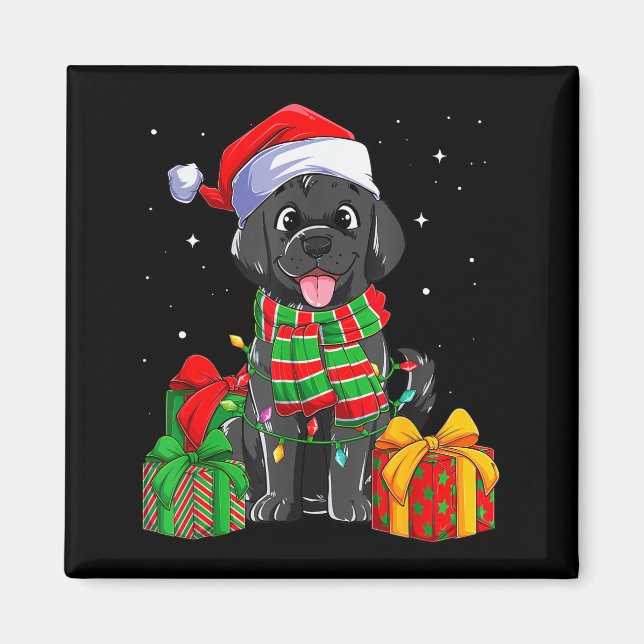 Imán Black Labrador Retriever Christmas Lights Xmas Lab (Frente)