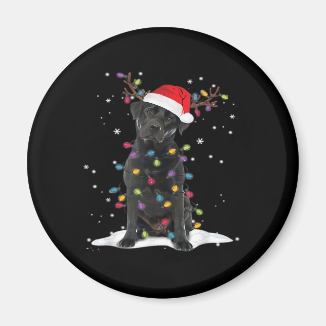 Imán Black Labrador Xmas Dog Christmas Tree Light Class (Frente)