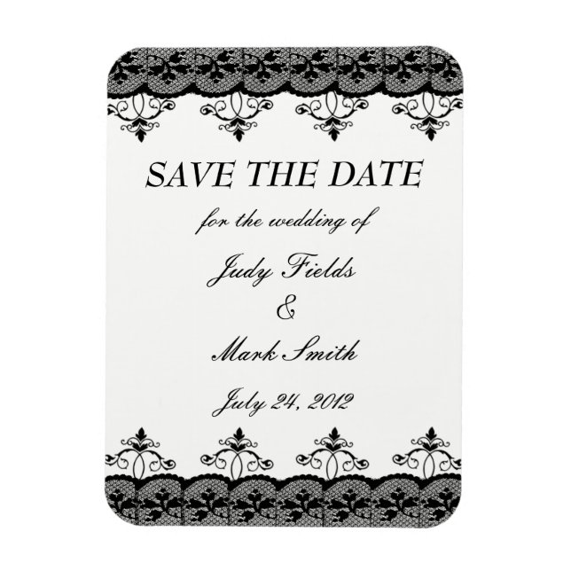 Imán Black Lace Save the Date Magnet (Vertical)