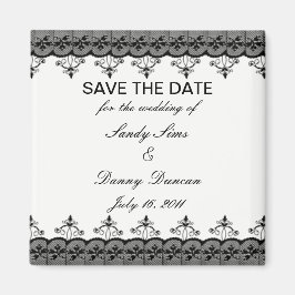 Imán Black Lace Save the Date Magnet