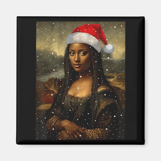 Imán Black Mona Lisa African American Christmas Santa H (Frente)