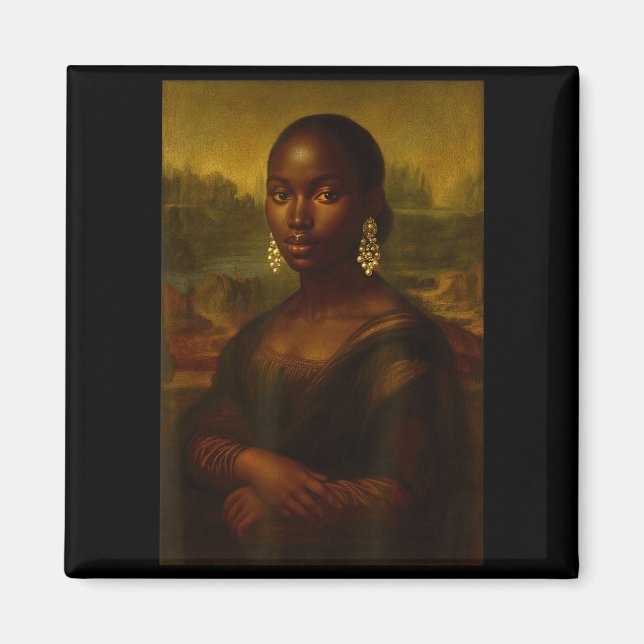 Imán Black Mona Lisa Afro African Melanin Black History (Frente)