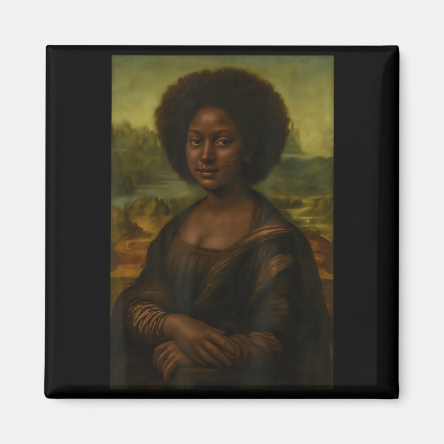 Imán Black Mona Lisa Afro African Melanin Black History (Frente)