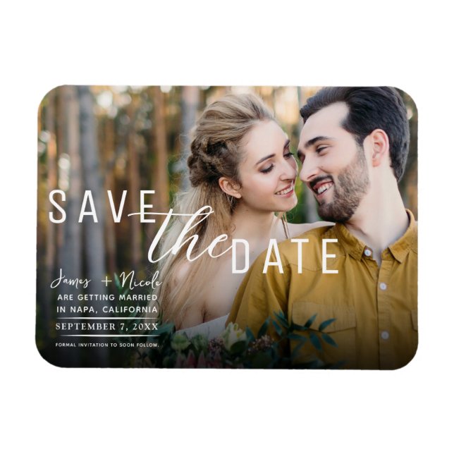 Imán Black Moody Overlay Photo Save the Date Boda (Horizontal)