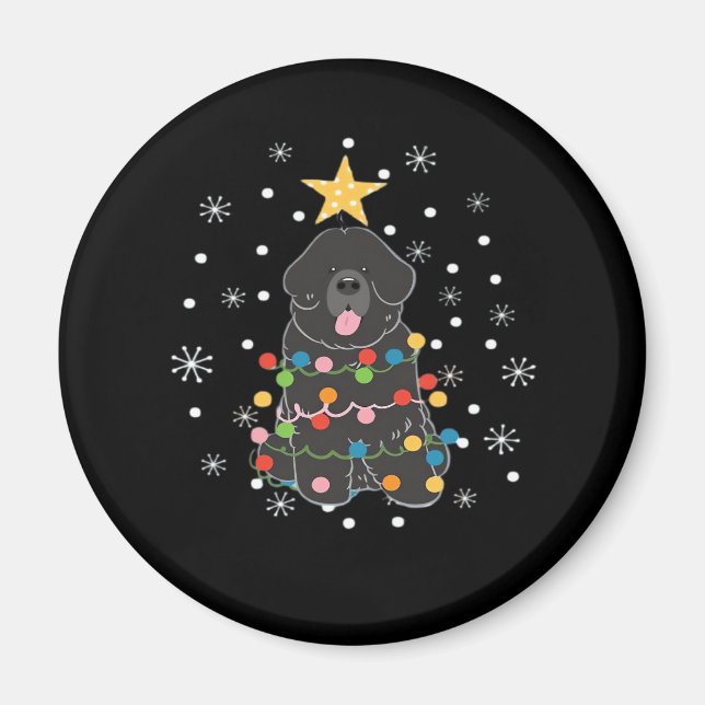 Imán Black Newfie Newfoundland Dog Christmas Tree Class (Frente)