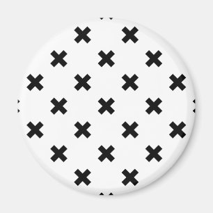 Imán Black polka crosses on white