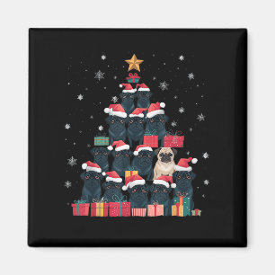 Imán Black Pug Christmas Tree Dog Santa Xmas Merry Dogm