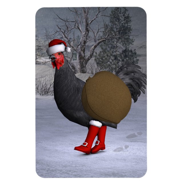 Imán Black Rooster Santa Claus (Vertical)