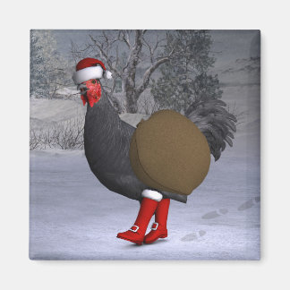 Imán Black Rooster Santa Claus