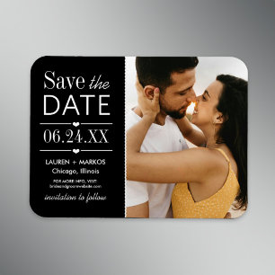 Imán Black Split Panel Photo Save the Date