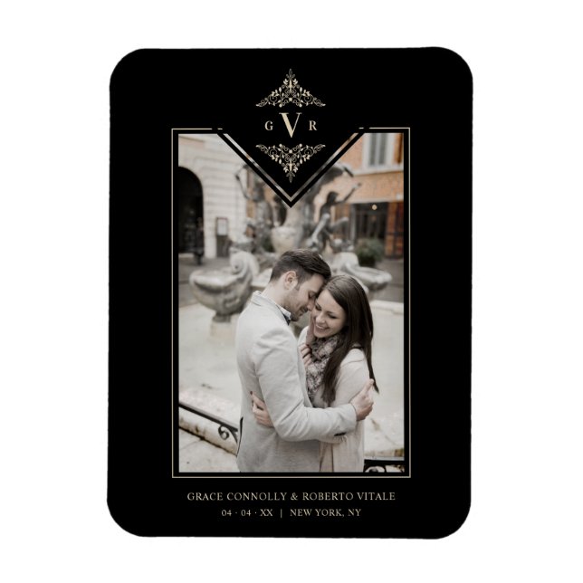 Imán Black Ssofisticate Flourish Moda Golden Initials (Vertical)
