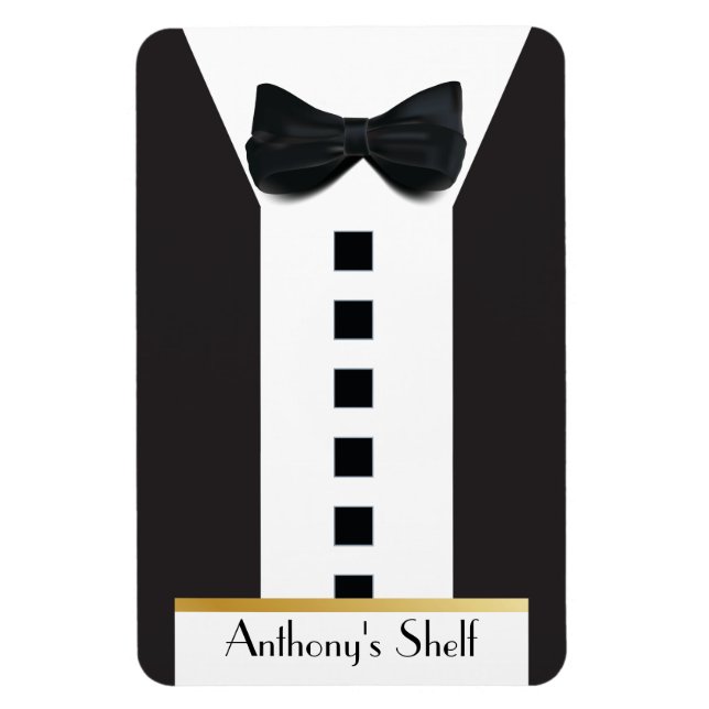 Imán Black Tie Tuxedo 🎩 Funny Monograma Frigorífico (Vertical)