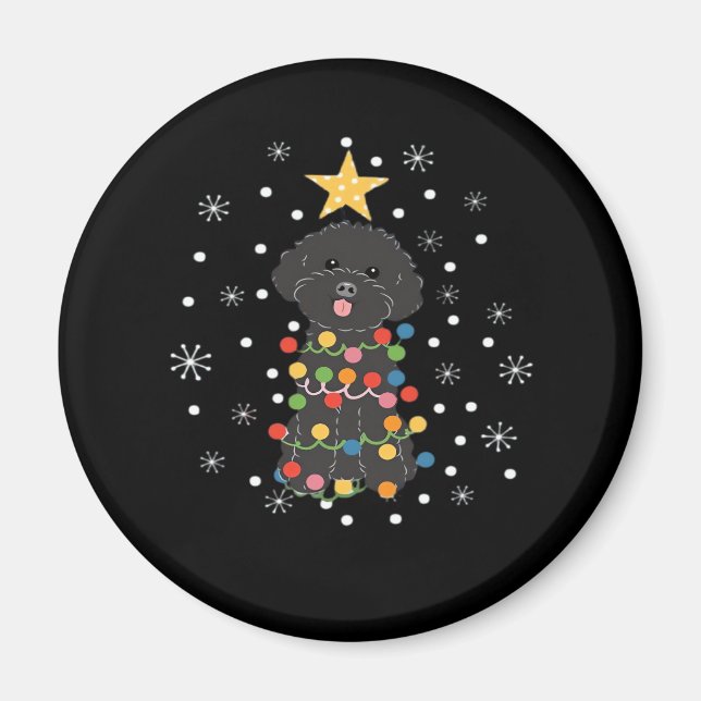Imán Black Toy Poodle Christmas Tree Classic T-Shirt (Frente)