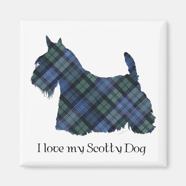Imán Black Watch Tartan Scottish Terrier (Frente)