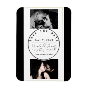 Imán Black White Gold Modern Minimal Save the Date