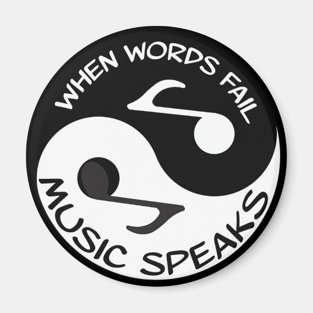 Imán Black White Music Note Modern Musical  (Frente)