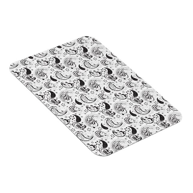 Imán Black & White Paisley Pattern –Elegant Textile Art (Lado Derecho)