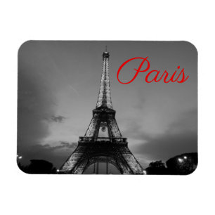 Imán Black White Paris City Night Eiffel Tower European
