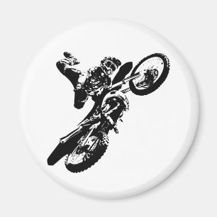Imán Black White Pop Art Motocross Motoryle Sport