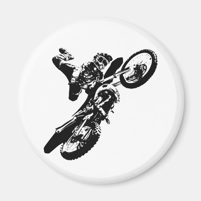 Imán Black White Pop Art Motocross Motoryle Sport (Frente)