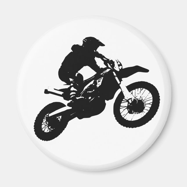 Imán Black White Pop Art Motocross Motoryle Sport (Frente)